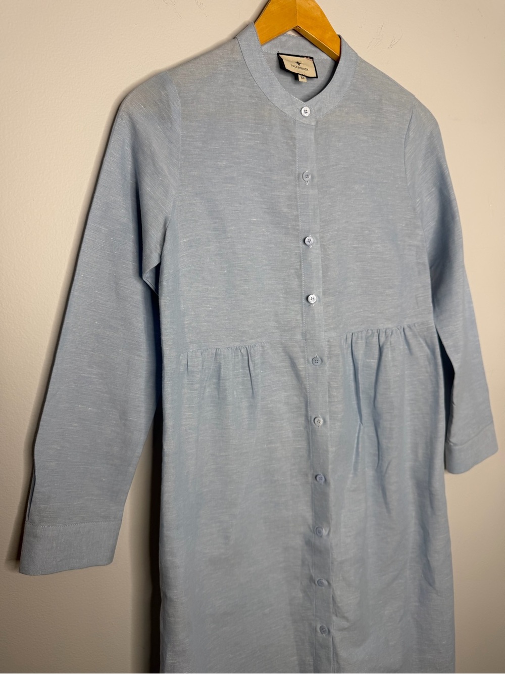 Tuckernuck Blue Linen Blend Button Front Maxi Dress XS/ Small - Picture 7 of 8